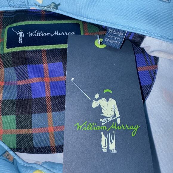 New William Murray Polo Shirt Mens Size XXL Golf Performance Agua Caliente Blue - Picture 9 of 10